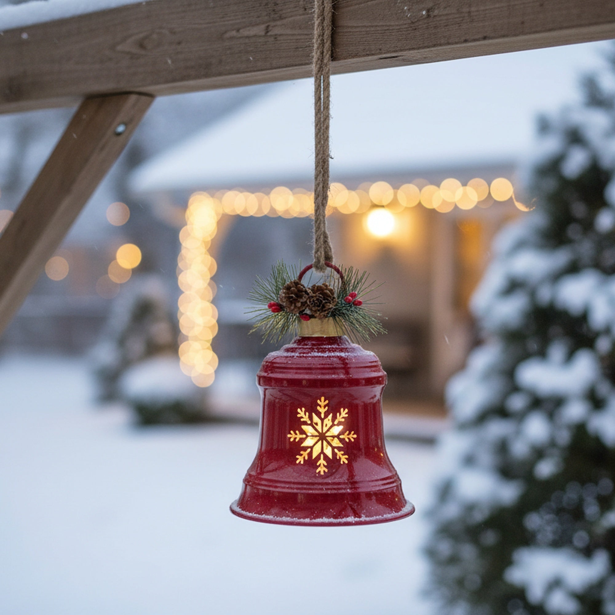 LED Metal Cut-Out Bell Snowflake, Christmas, Holiday Decor