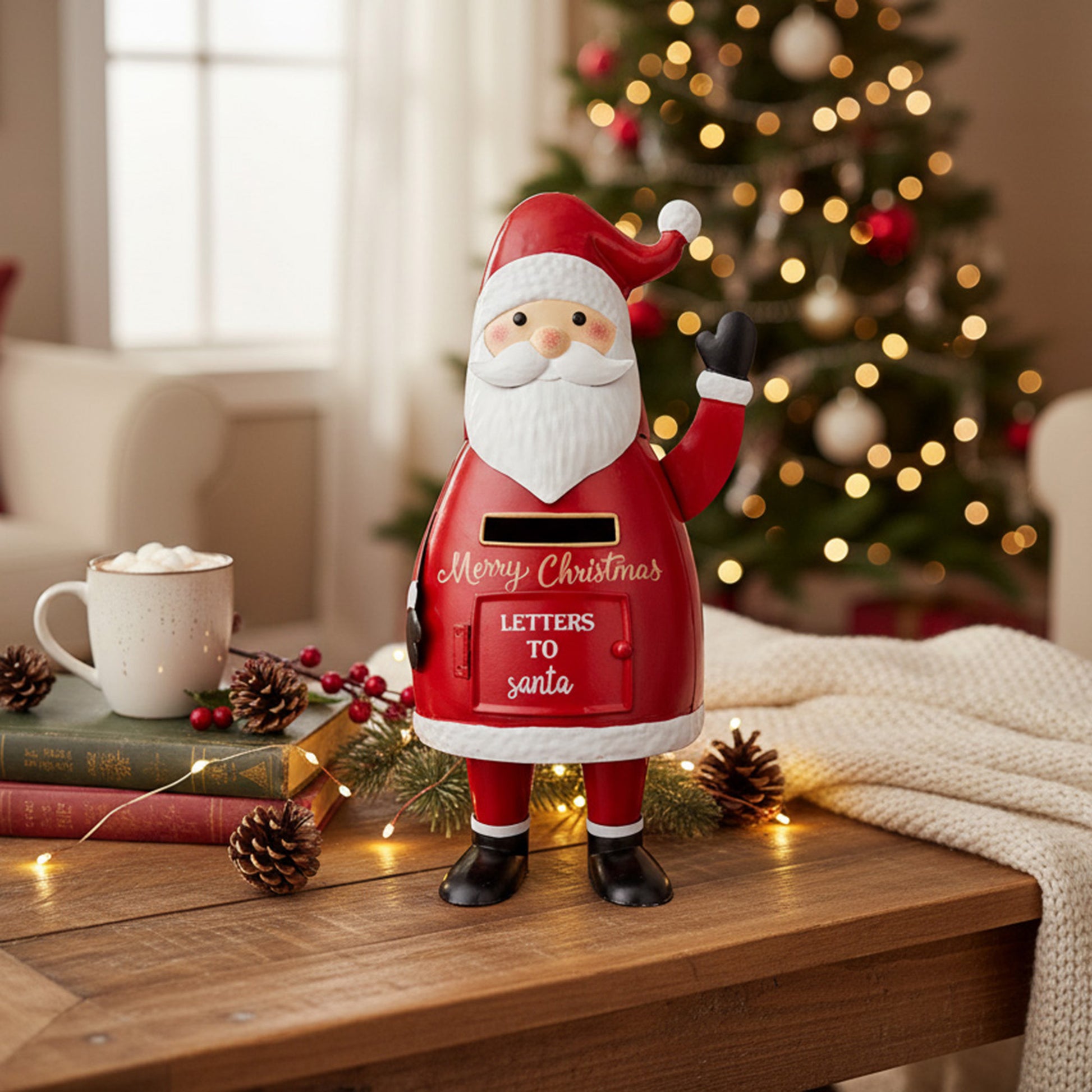 Metal Waving Santa Mailbox Letters to Santa, Christmas, Holiday Decor