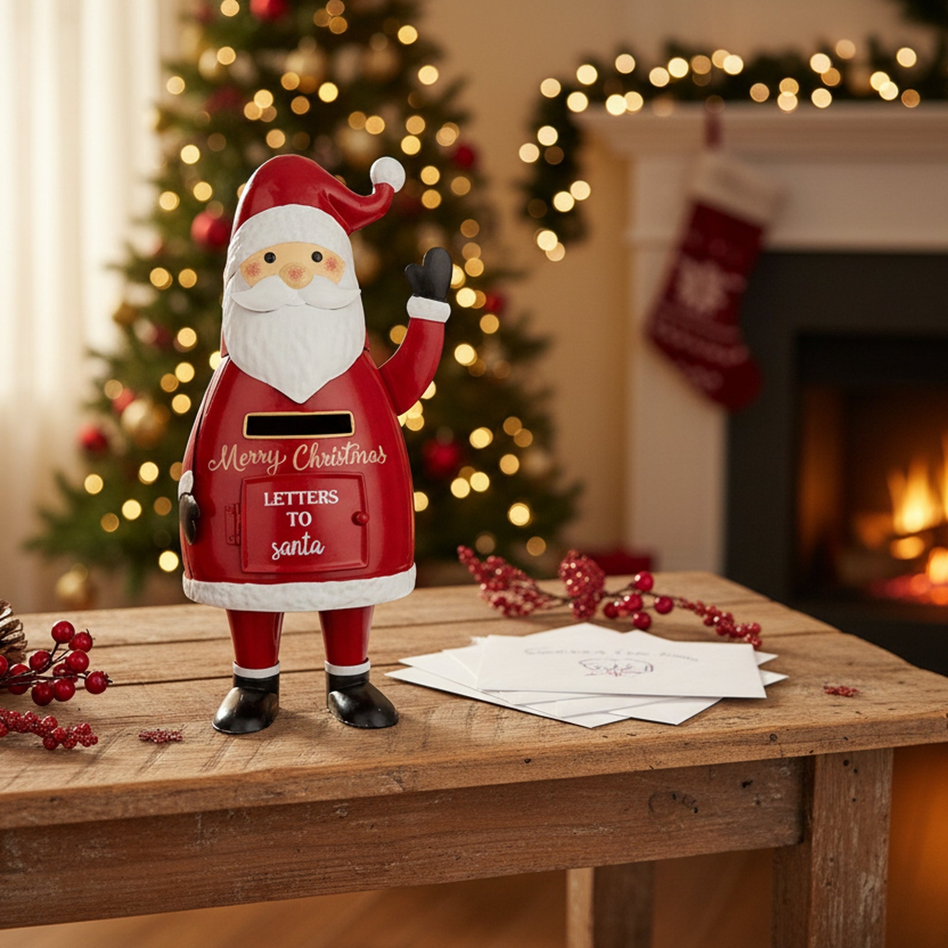 Metal Waving Santa Mailbox Letters to Santa, Christmas, Holiday Decor