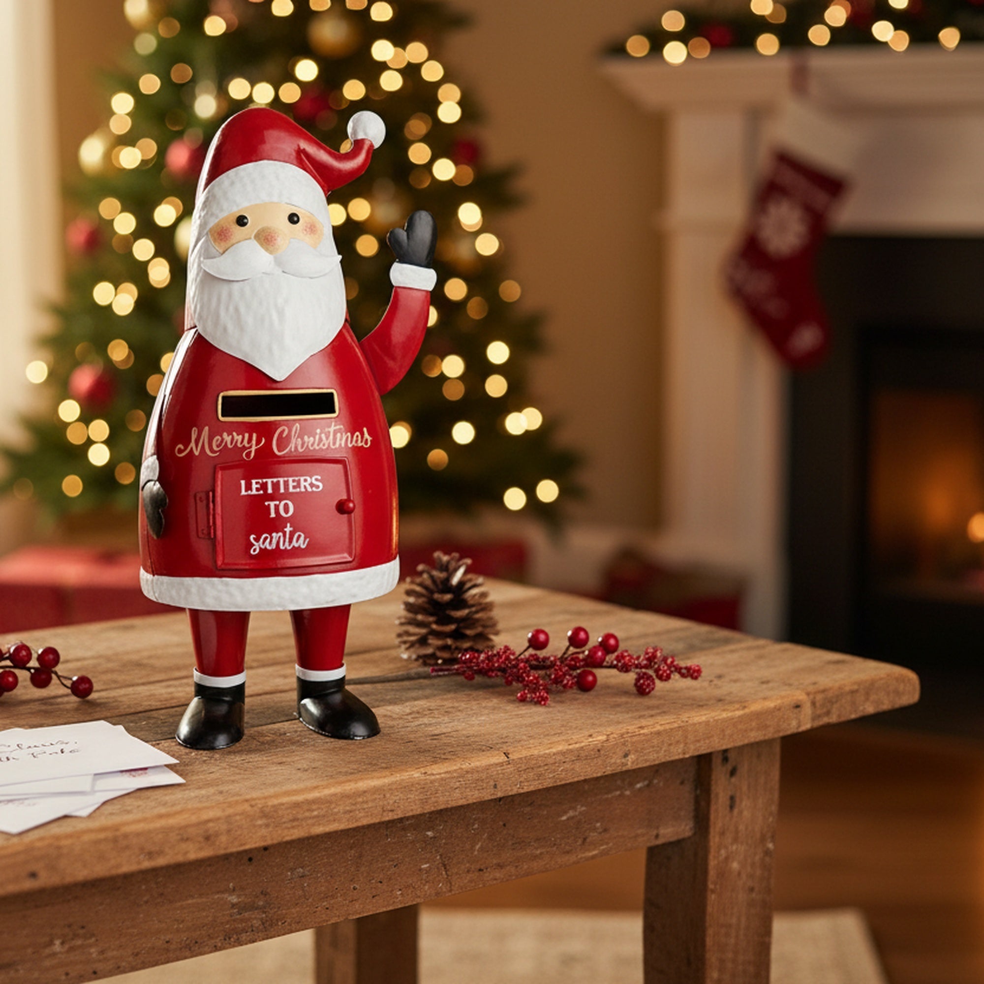 Metal Waving Santa Mailbox Letters to Santa, Christmas, Holiday Decor