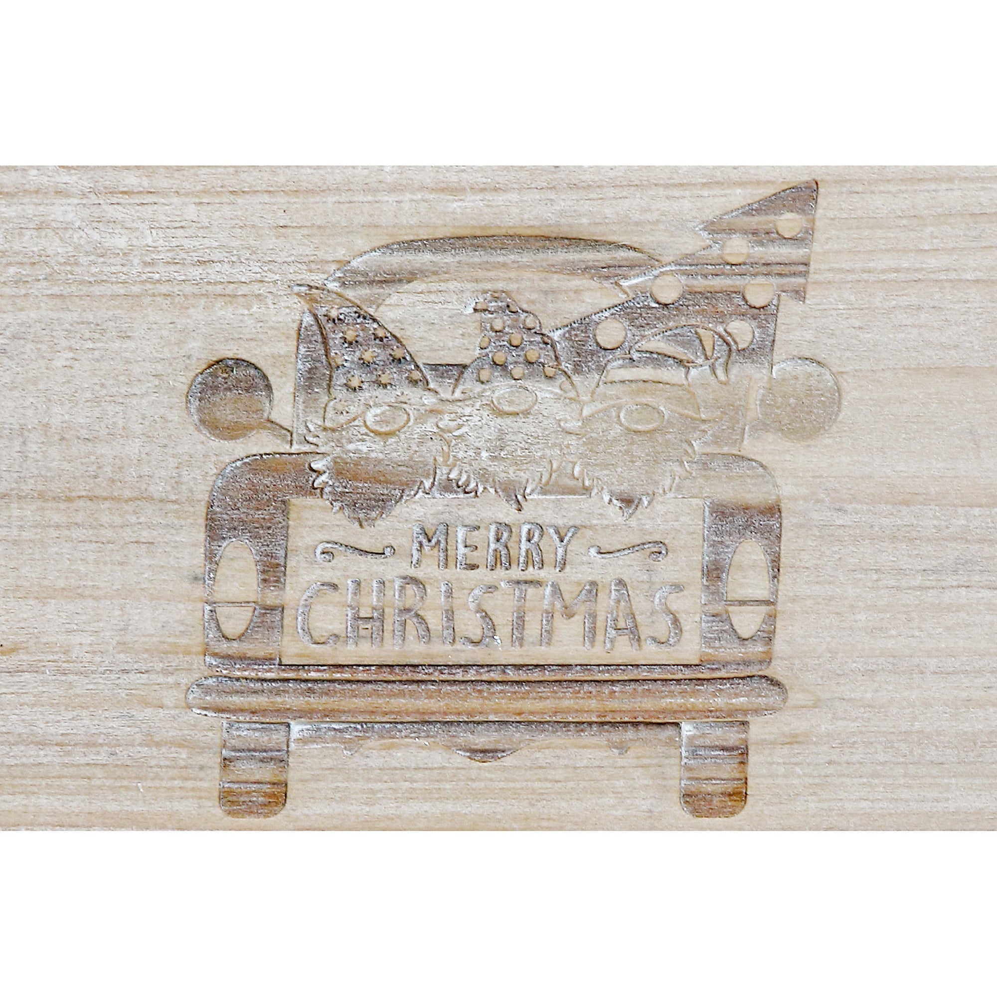 Nesting Natural Wood Square Planter Set of 3 Truck – Christmas Tabletop Decoration, Holiday Planter, Festive Winter Accent