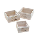 Set Of 3 Nesting Natural Wood Square Planter (Reindeer)