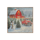 Led Thread Framed Wall Art (Snowman At The Barn)