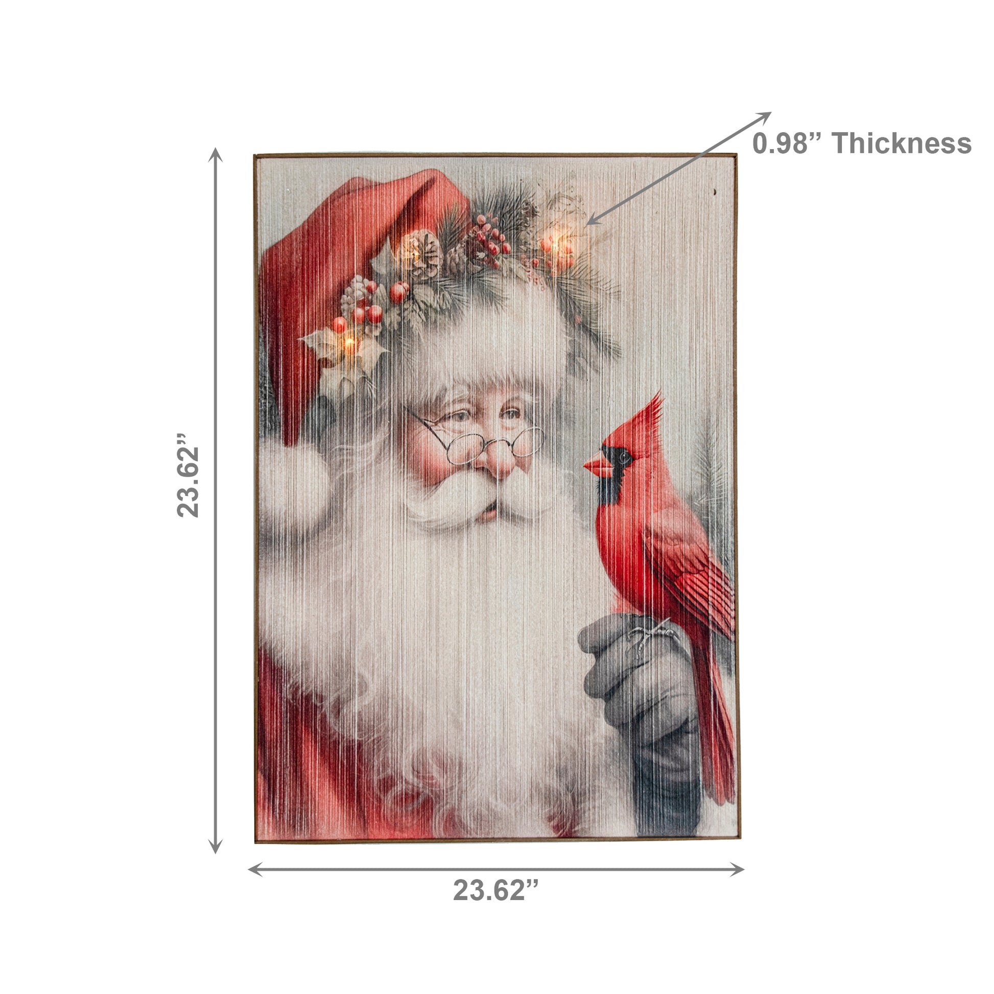 LED Thread Framed Wall Art Santa Holding Cardinal, Christmas, Wall Decor, Holiday Decor