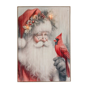 LED Thread Framed Wall Art Santa Holding Cardinal, Christmas, Wall Decor, Holiday Decor