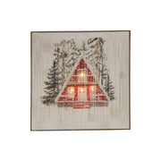 LED Thread Framed Wall Art Winter Cabin, Winter, Wall Decor, Holiday Decor