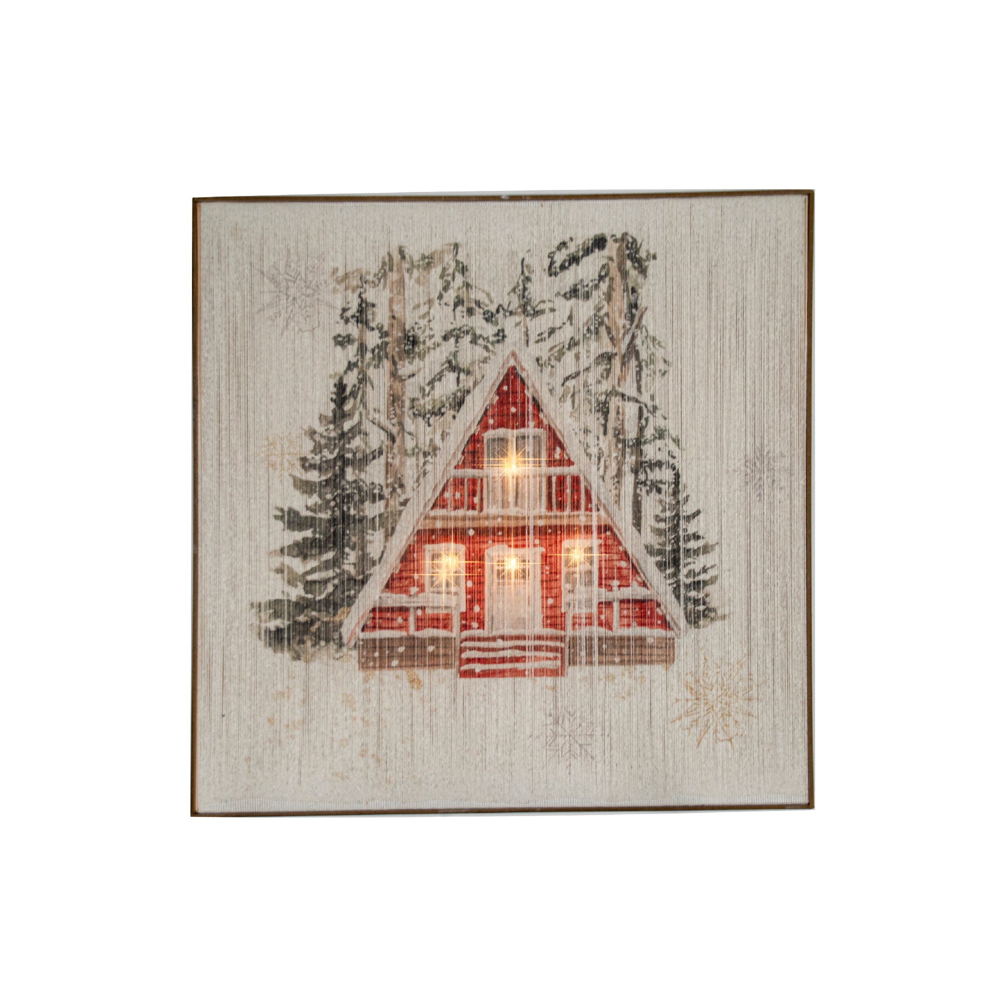 LED Thread Framed Wall Art Winter Cabin, Winter, Wall Decor, Holiday Decor