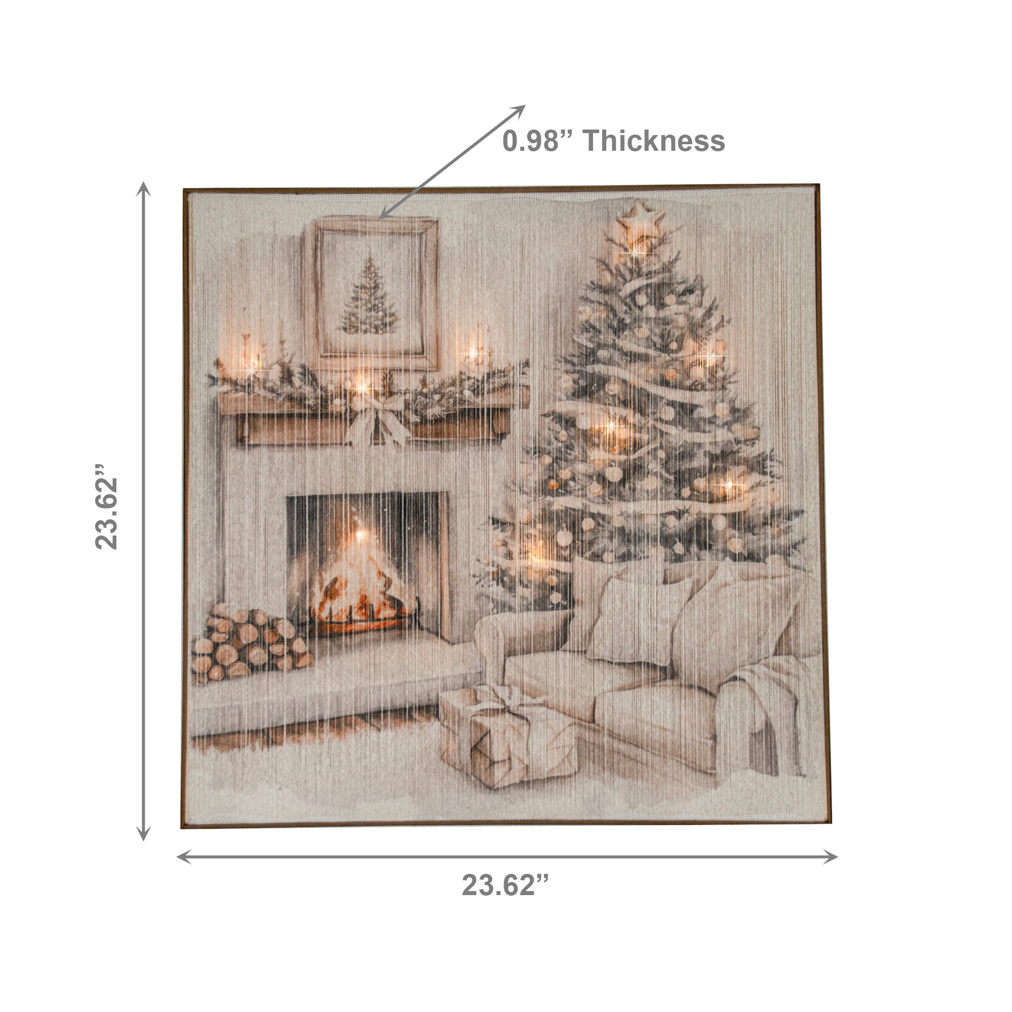 LED Thread Framed Wall Art Cozy Fireplace, Wall Decor, Holiday Decor