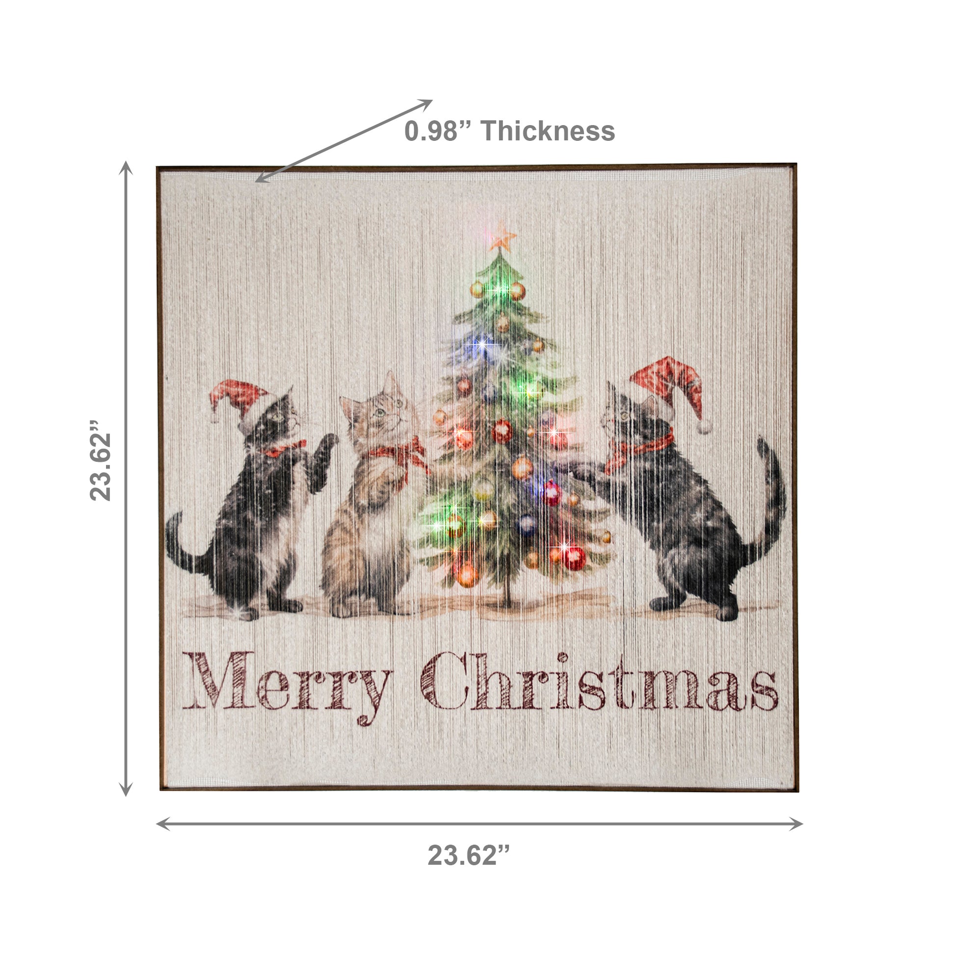 LED Thread Framed Wall Art Merry Christmas Tree with Cats, Christmas, Wall Decor, Holiday Decor