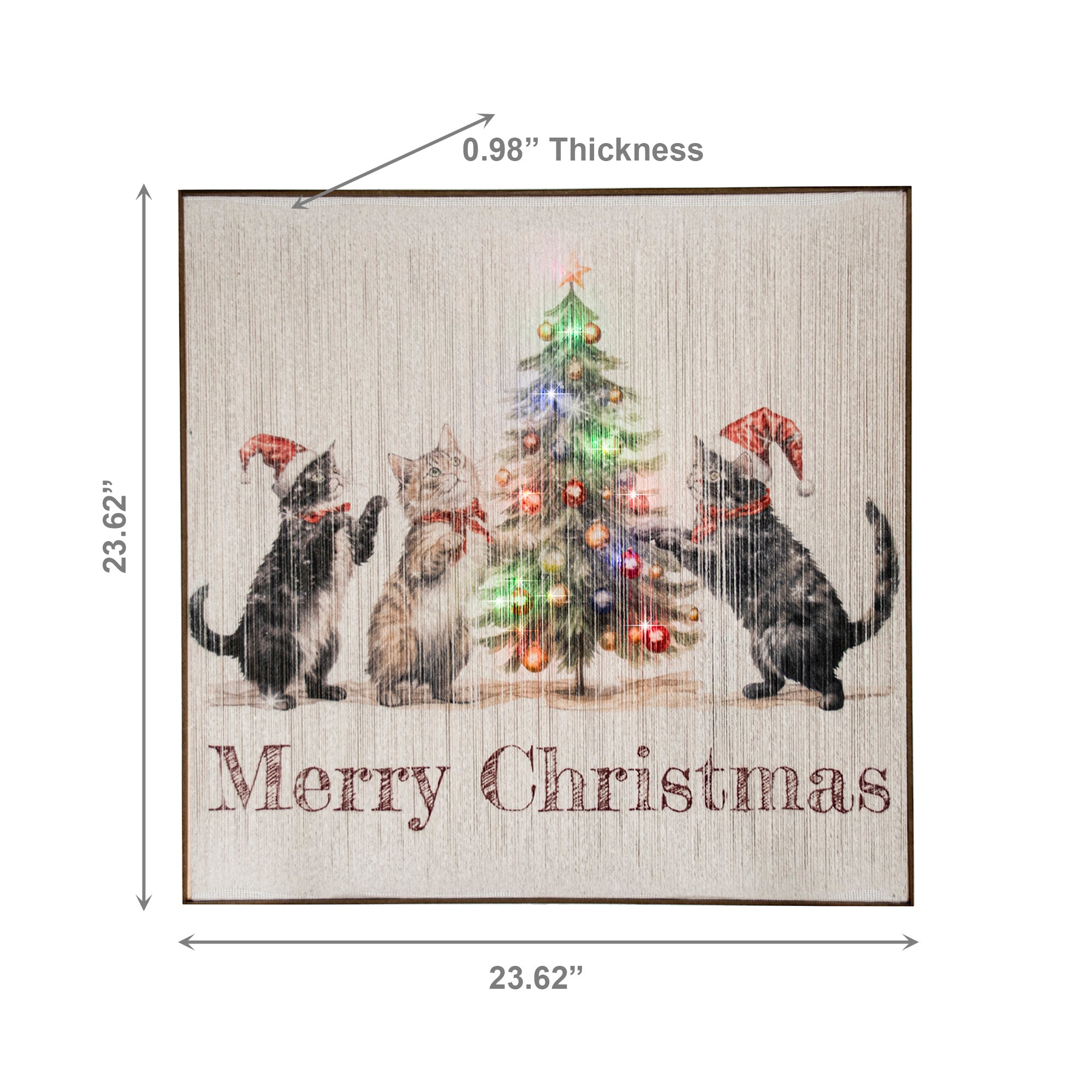 LED Thread Framed Wall Art Merry Christmas Tree with Cats, Christmas, Wall Decor, Holiday Decor
