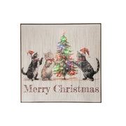 LED Thread Framed Wall Art Merry Christmas Tree with Cats, Christmas, Wall Decor, Holiday Decor