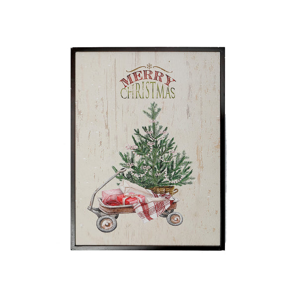 Recycled Paper Framed Wall Art (Tree On Wagon)