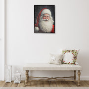 Recycled Paper Framed Wall Art Santa Portrait – Christmas Wall Decor, Holiday Canvas Artwork, Eco-Friendly Christmas Decoration, Festive Home Accent