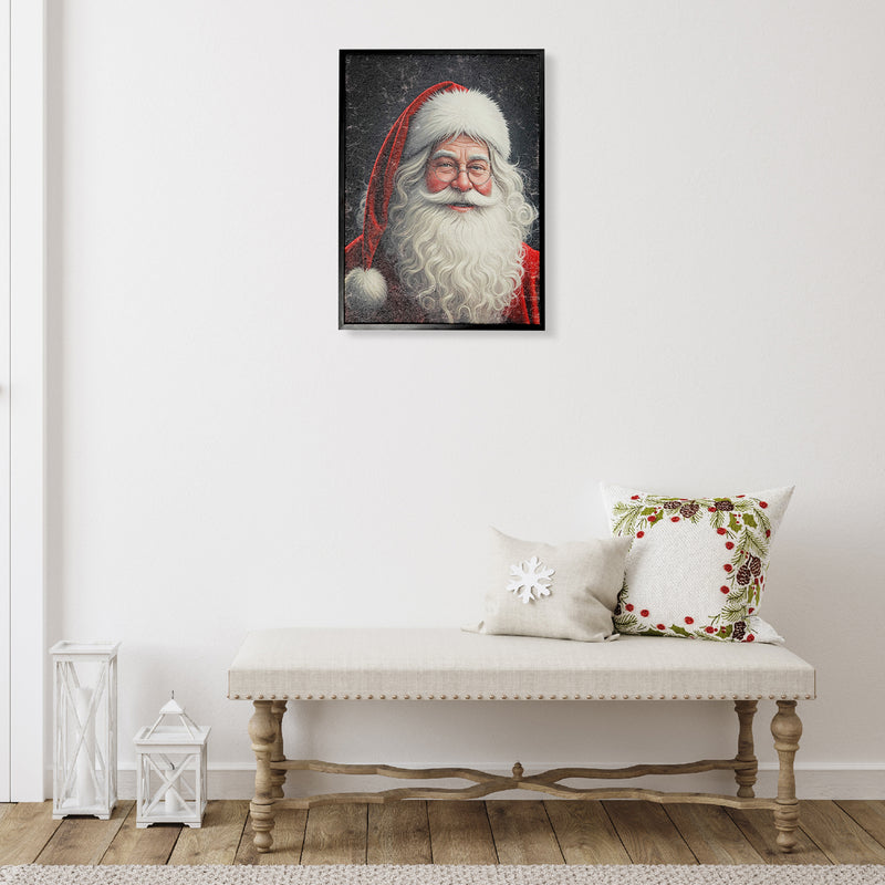 Recycled Paper Framed Wall Art (Santa Portrait)