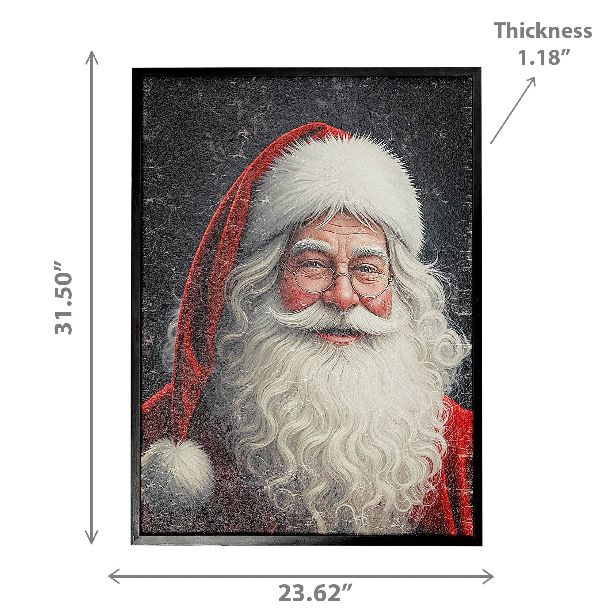 Recycled Paper Framed Wall Art Santa Portrait – Christmas Wall Decor, Holiday Canvas Artwork, Eco-Friendly Christmas Decoration, Festive Home Accent