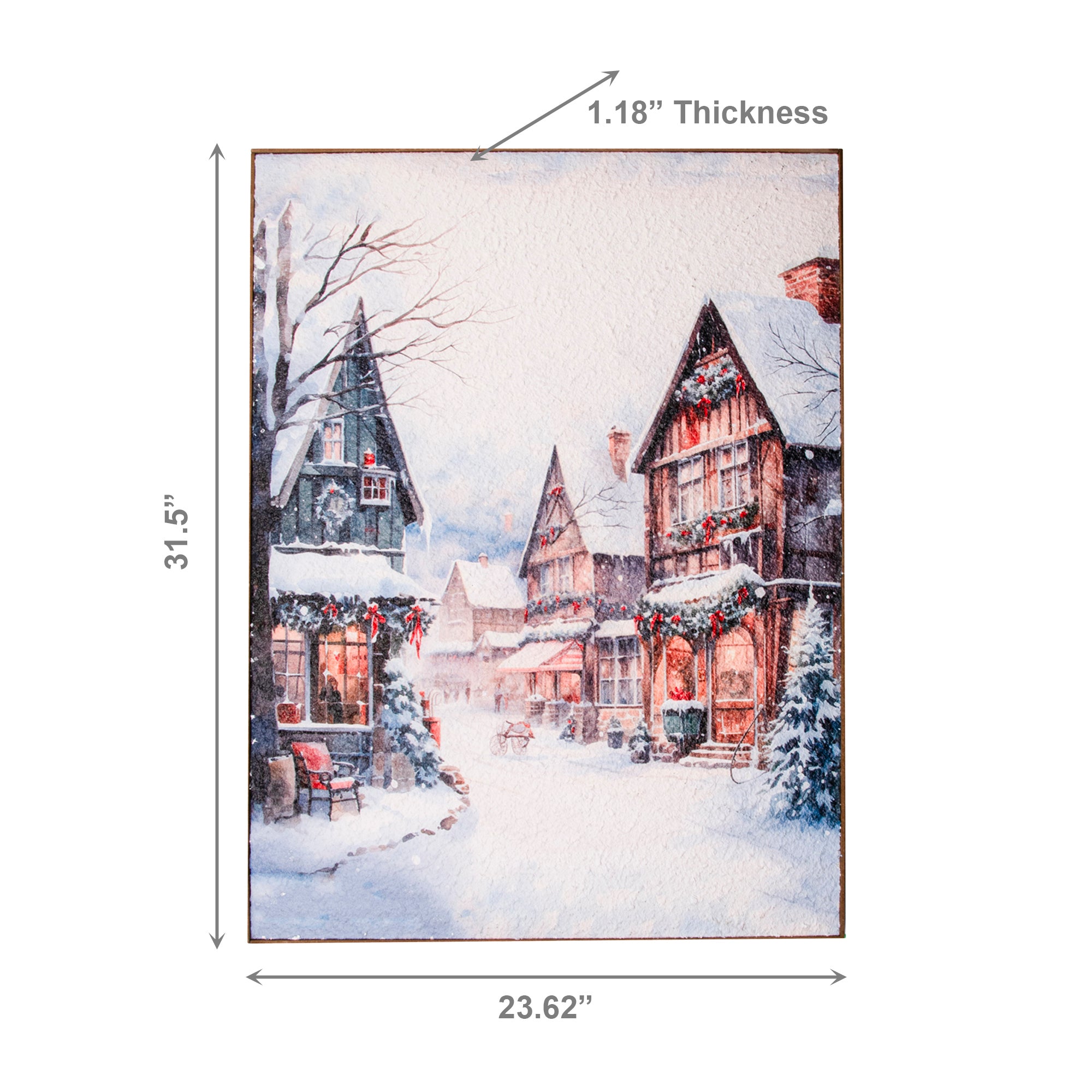 Recycled Paper Framed Wall Art Winter Village, Winter, Wall Decor, Holiday Decor