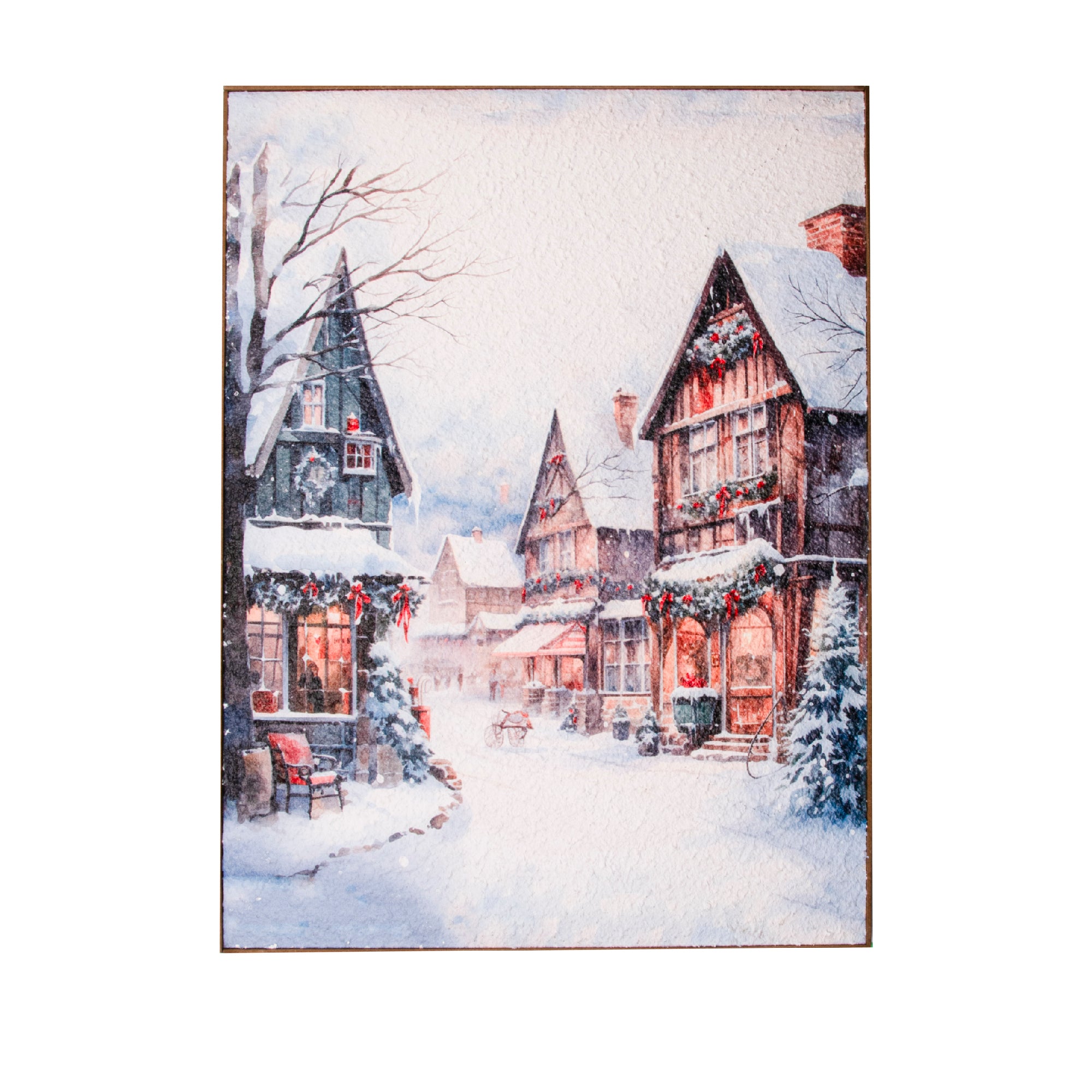 Recycled Paper Framed Wall Art Winter Village, Winter, Wall Decor, Holiday Decor