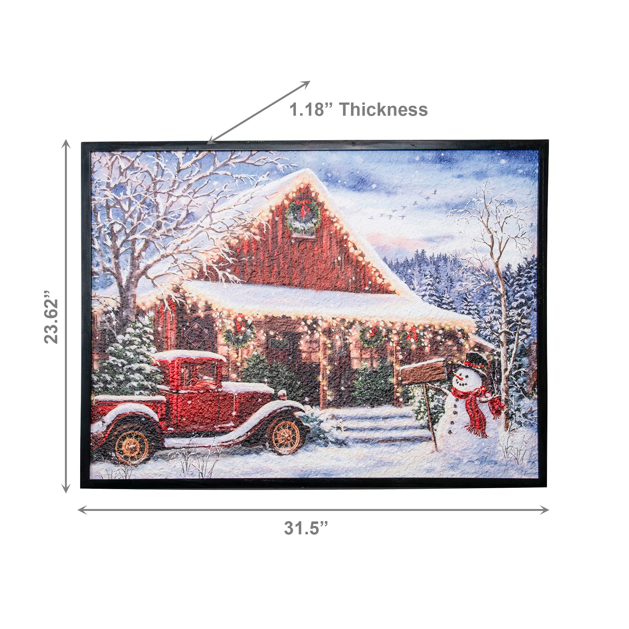 Recycled Paper Framed Wall Art Winter Cabin with Truck, Winter, Wall Decor, Holiday Decor