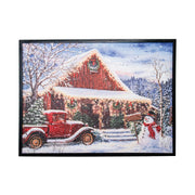 Recycled Paper Framed Wall Art Winter Cabin with Truck, Winter, Wall Decor, Holiday Decor