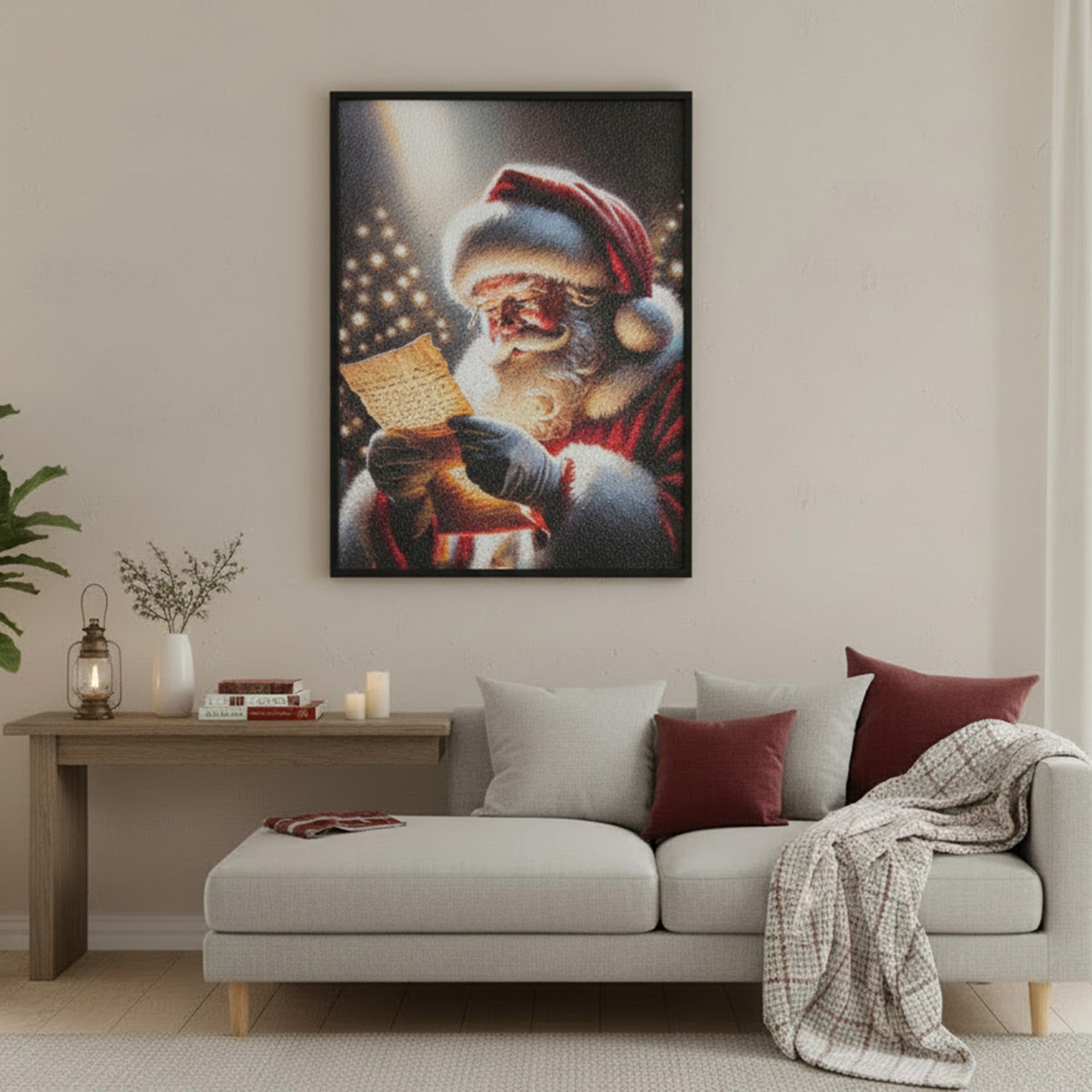 Recycled Paper Framed Wall Art Santa's List, Christmas, Wall Decor, Holiday Decor