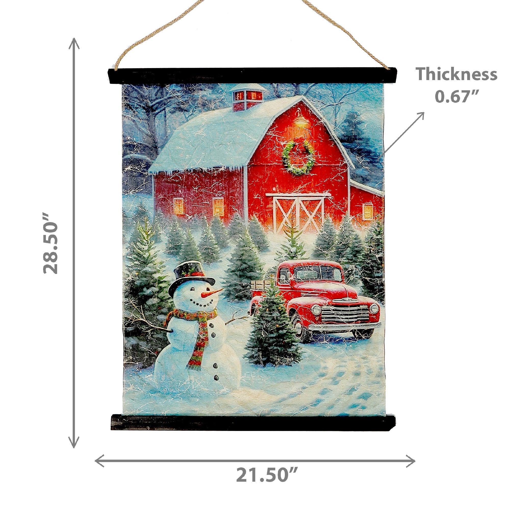 Crinkle Paper Wall Hanger Snowman at the Barn – Christmas Wall Decor, Holiday Paper Art, Festive Winter Decoration, Seasonal Home Accent