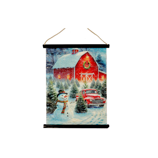 Crinkle Paper Wall Hanger (Snowman At The Barn)