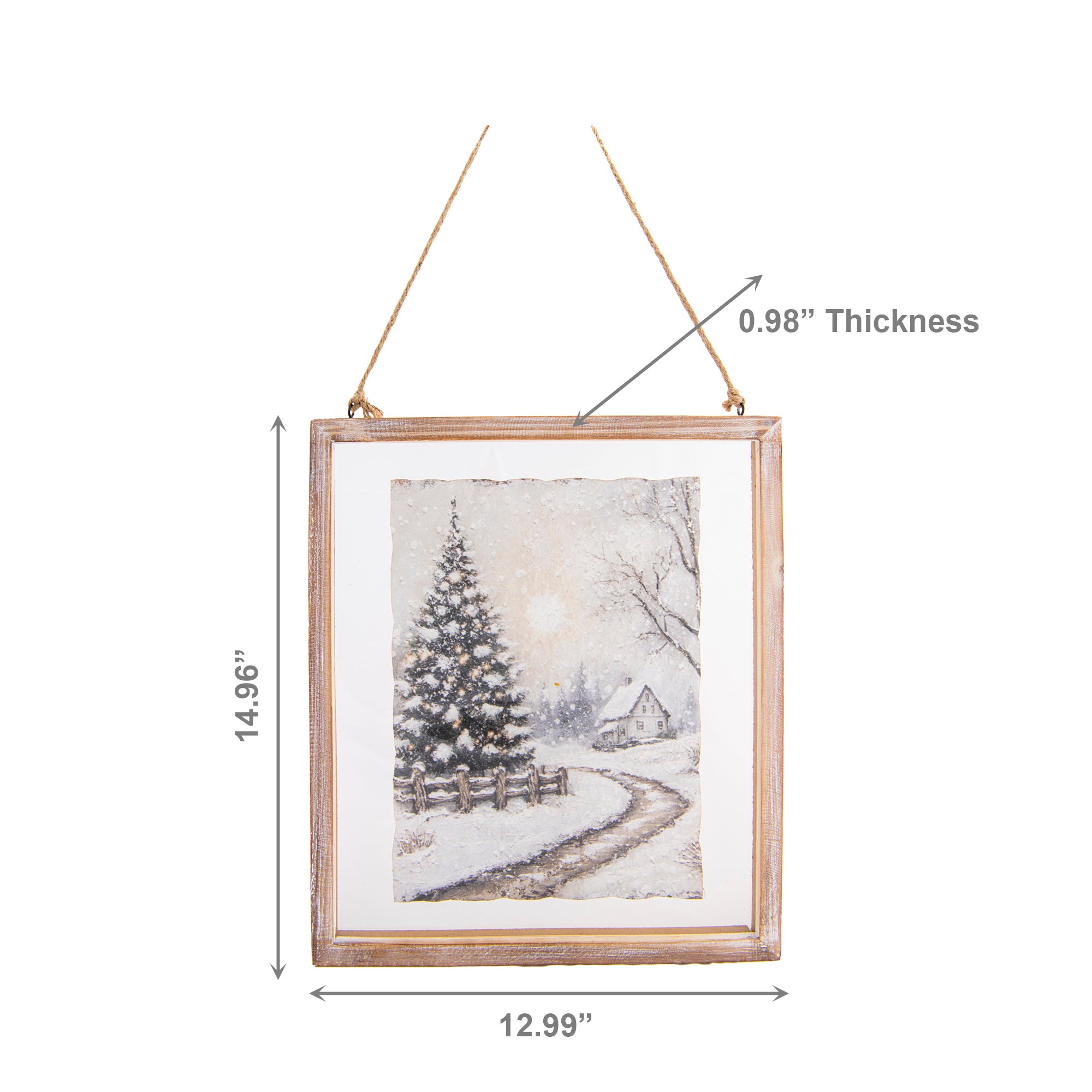 Glass Framed Handmade Paper Wall Art Winter Lane, Winter, Wall Decor, Holiday Decor