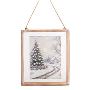 Glass Framed Handmade Paper Wall Art Winter Lane, Winter, Wall Decor, Holiday Decor