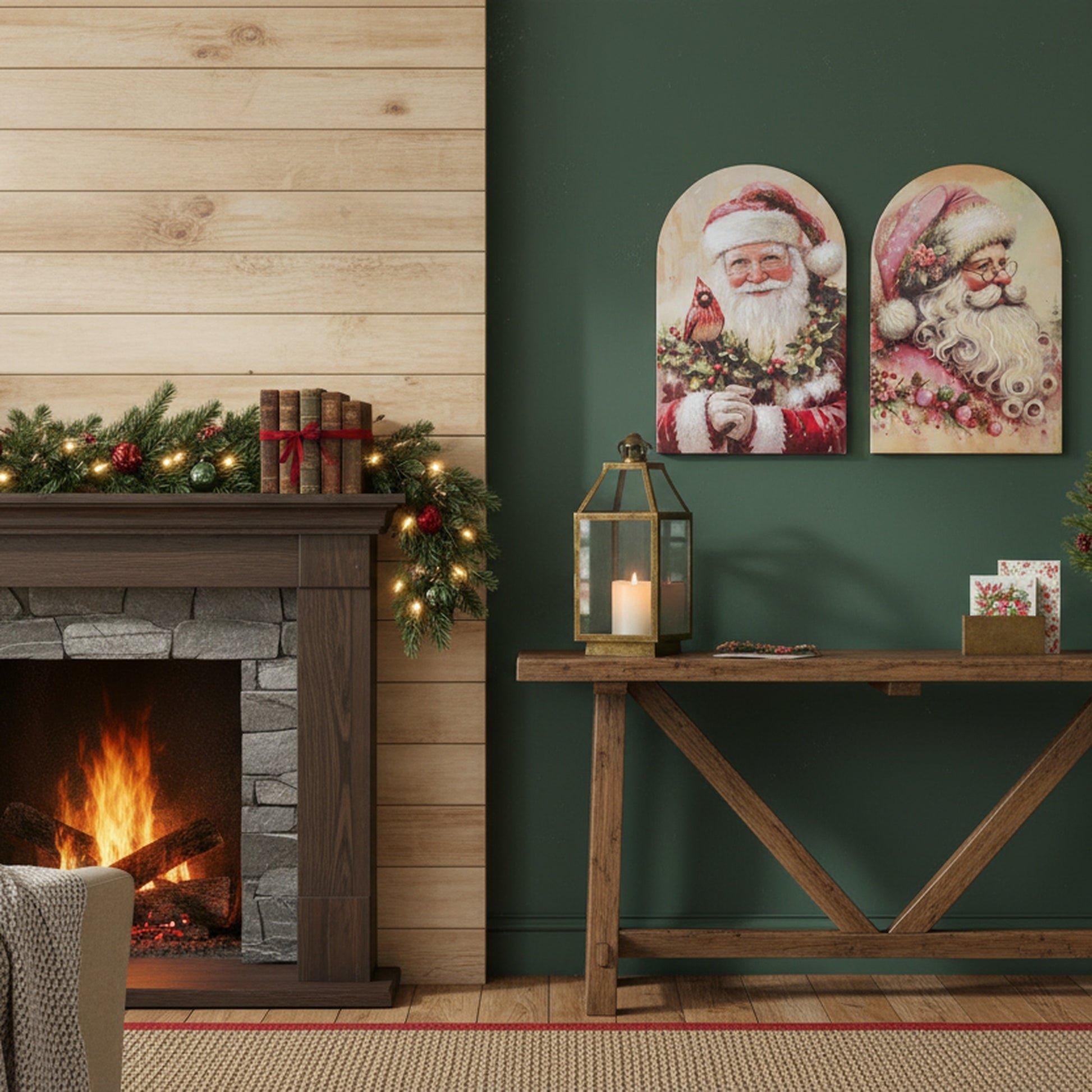 Arched Framed Wall Art Santa Assorted, Christmas, Wall Decor, Holiday Decor- Set of 2