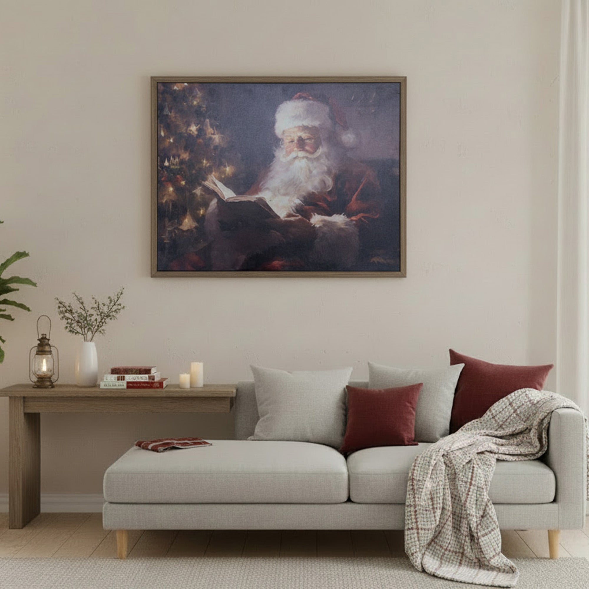 Canvas Wall Art Reading Santa, Christmas, Wall Decor, Holiday Decor