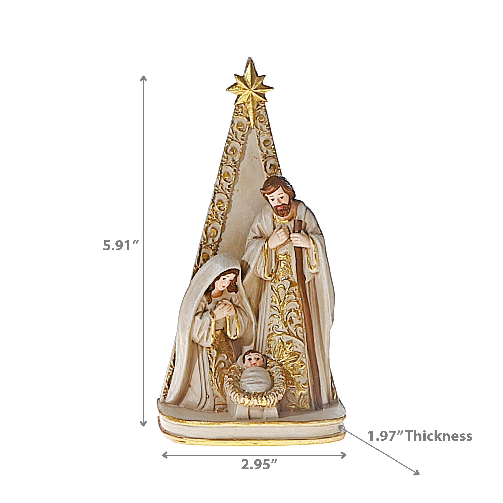 Polyresin Holy Family Figurine, Nativity Scene Decor, Religious Christmas Decoration