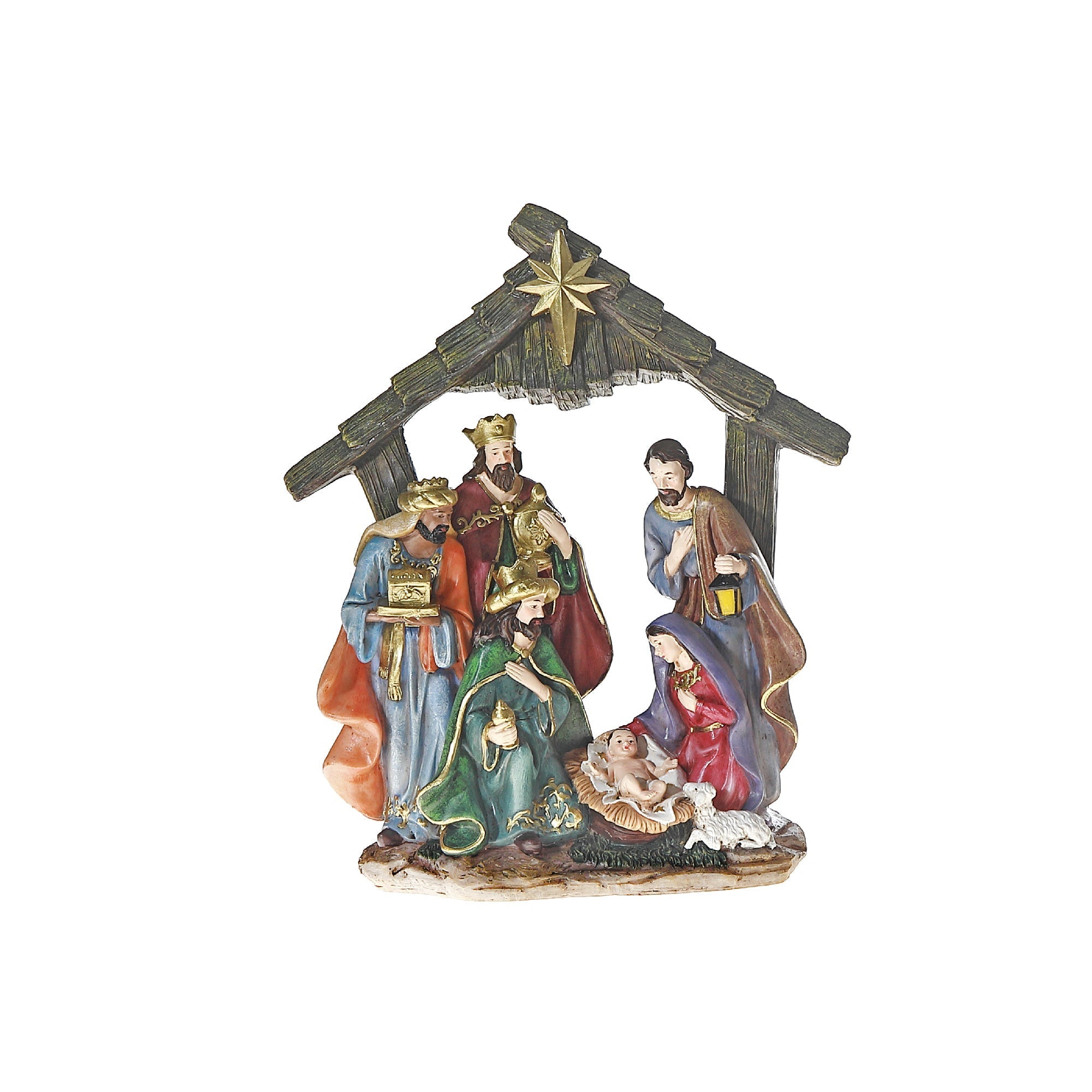 Polyresin Nativity Scene Figurine, Christmas Religious Decor, Nativity Set Decoration