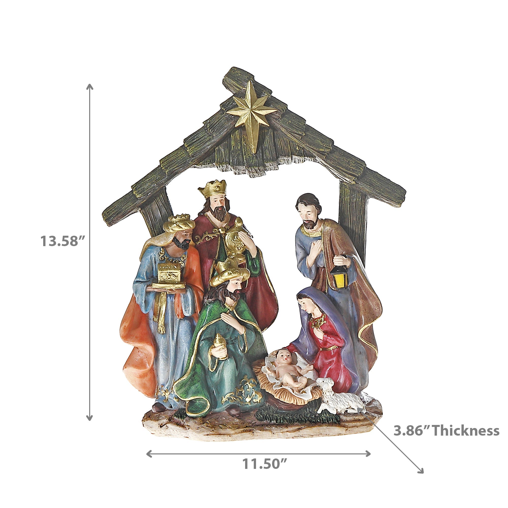 Polyresin Nativity Scene Figurine, Christmas Religious Decor, Nativity Set Decoration