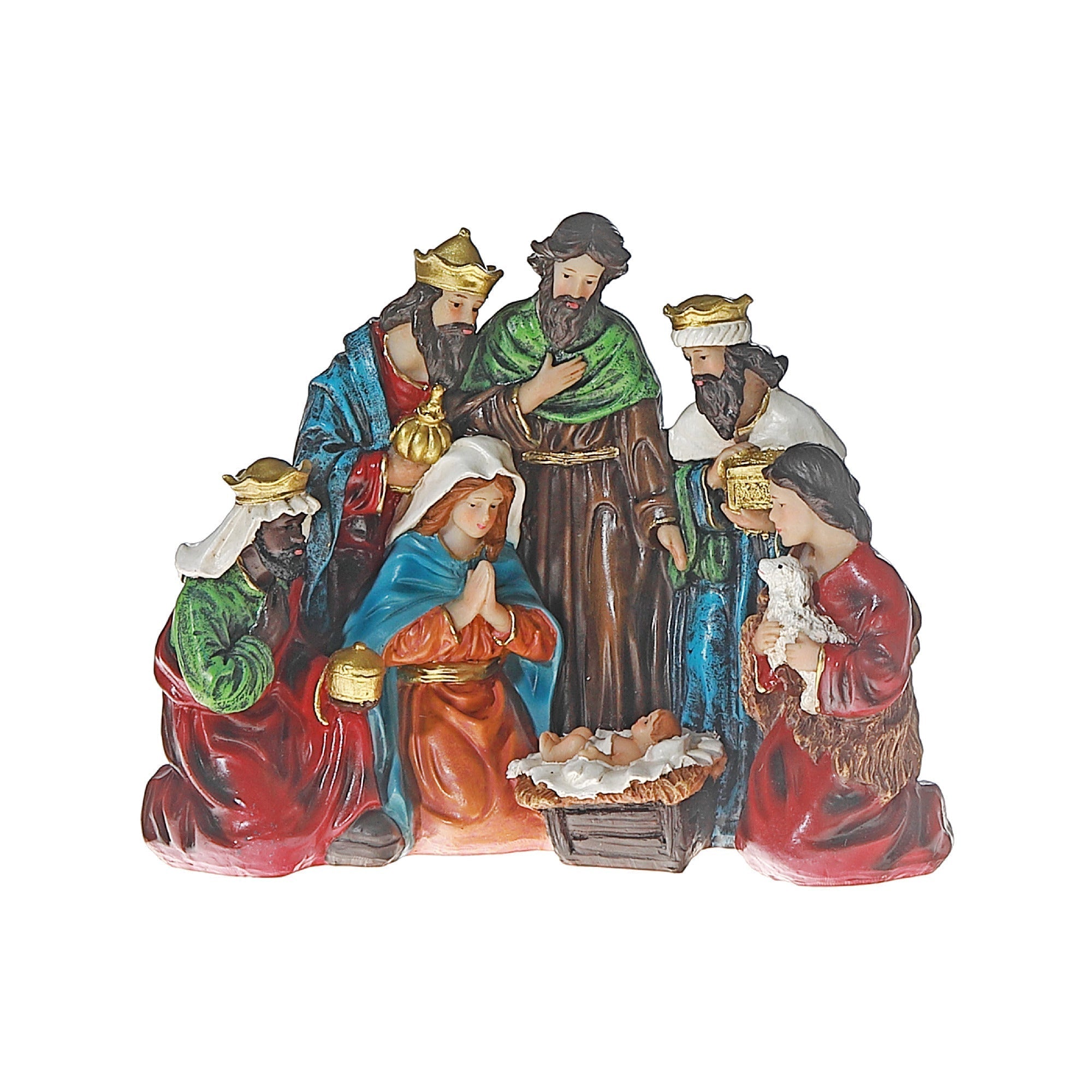 Polyresin Nativity Scene Figurine, Christmas Religious Decor, Nativity Set Decoration