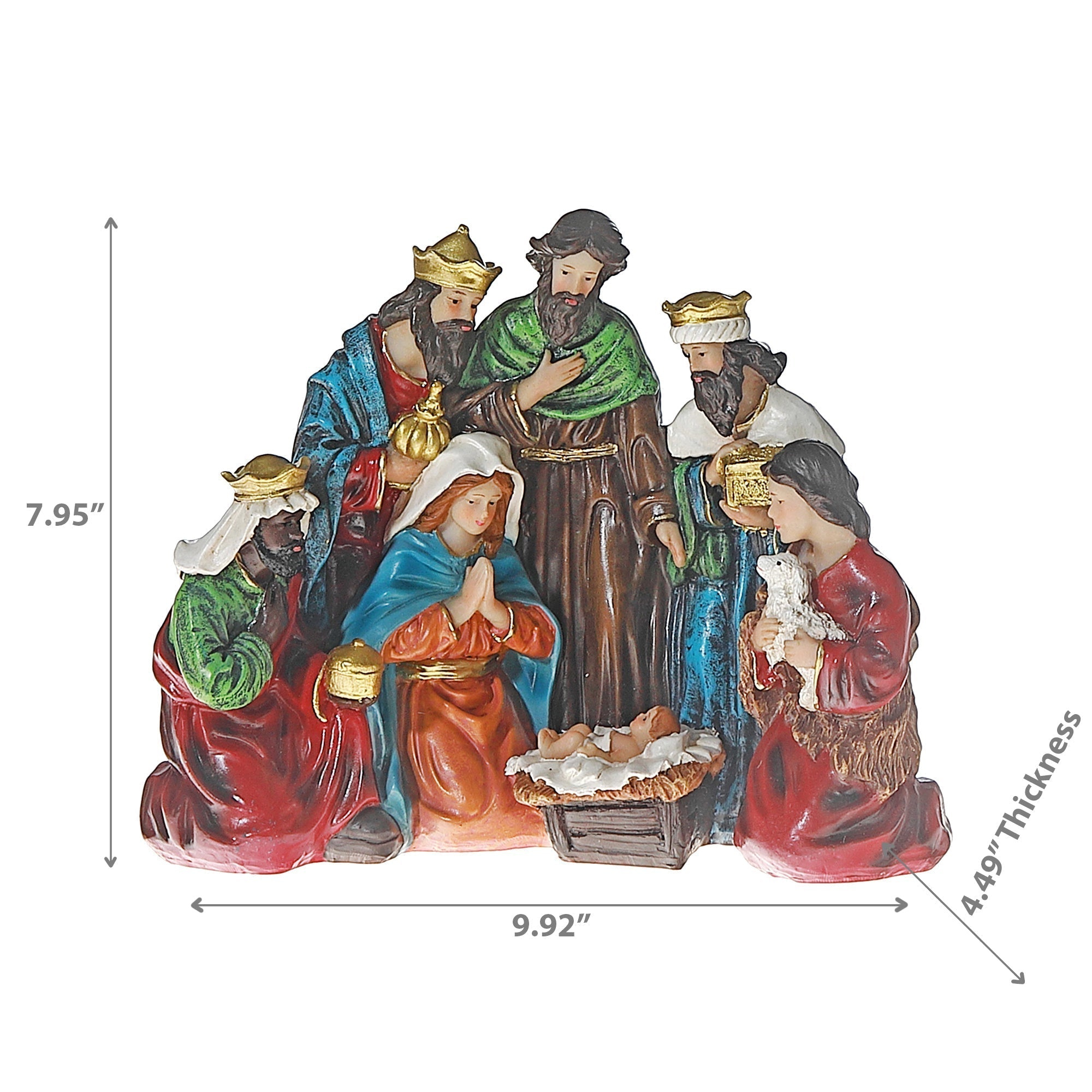 Polyresin Nativity Scene Figurine, Christmas Religious Decor, Nativity Set Decoration