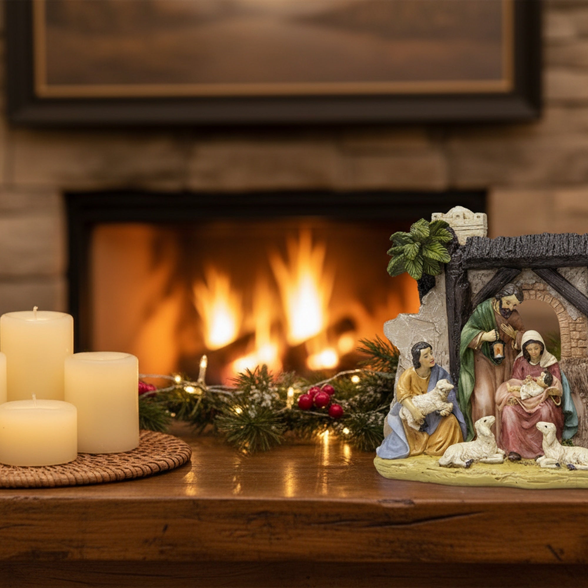 Polyresin Nativity Scene, Christmas, Figurine, Holiday Decor