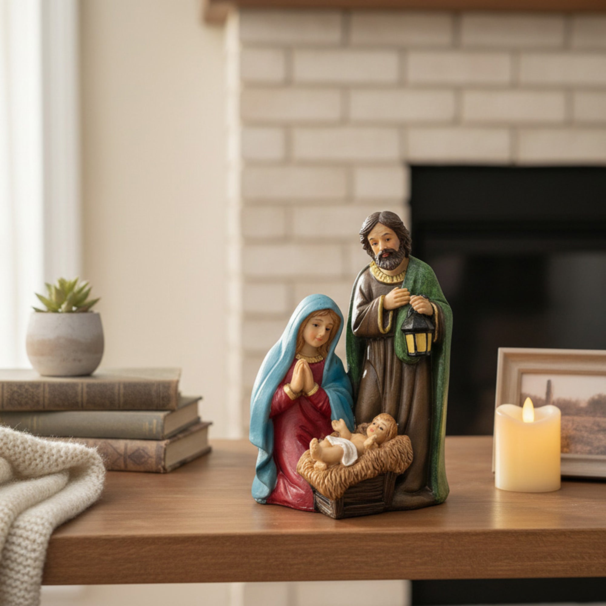 Polyresin Holy Family, Christmas, Figurine, Holiday Decor- Set of 2