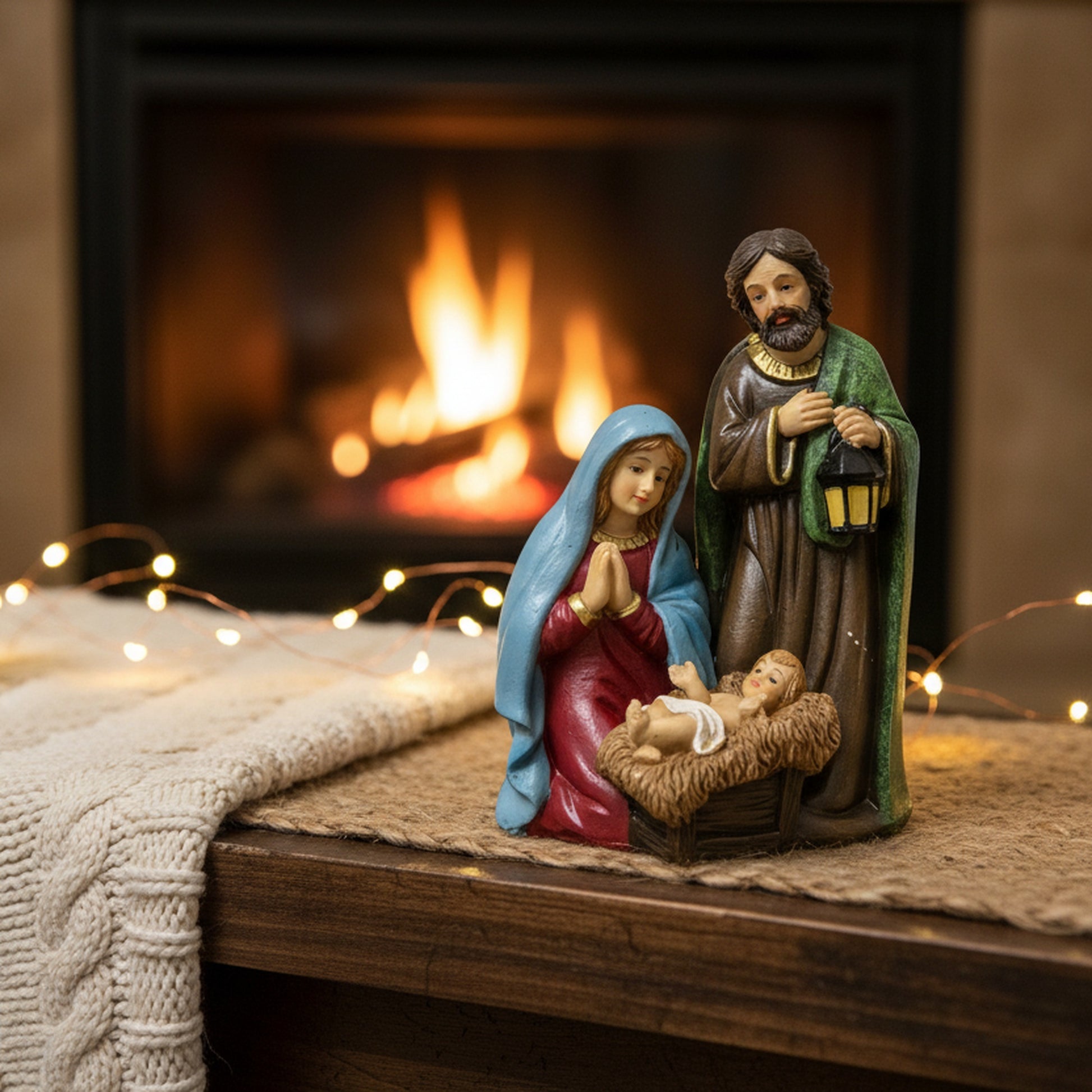 Polyresin Holy Family, Christmas, Figurine, Holiday Decor- Set of 2