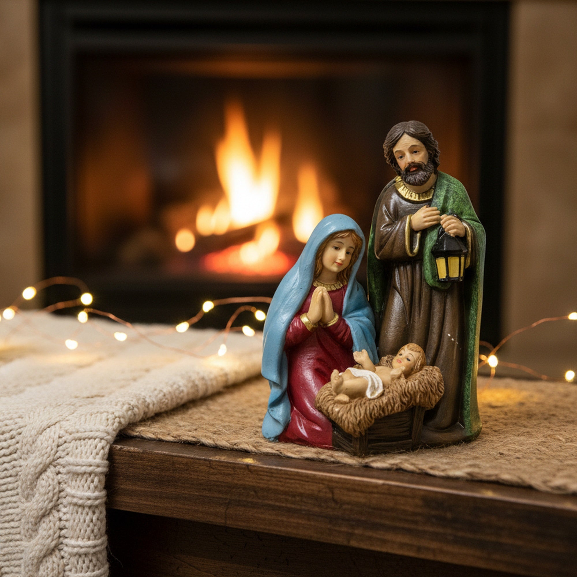 Polyresin Holy Family, Christmas, Figurine, Holiday Decor- Set of 2