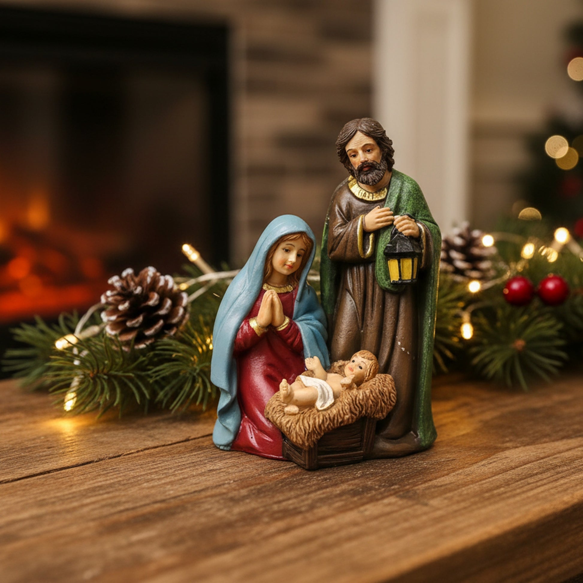 Polyresin Holy Family, Christmas, Figurine, Holiday Decor- Set of 2