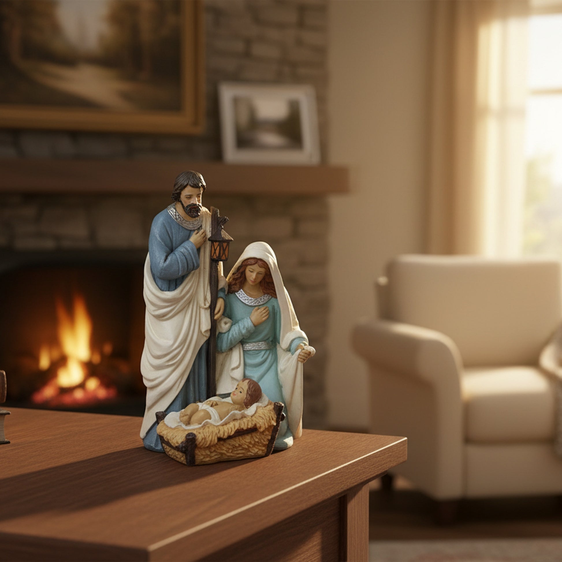 Polyresin Holy Family, Christmas, Figurine, Holiday Decor