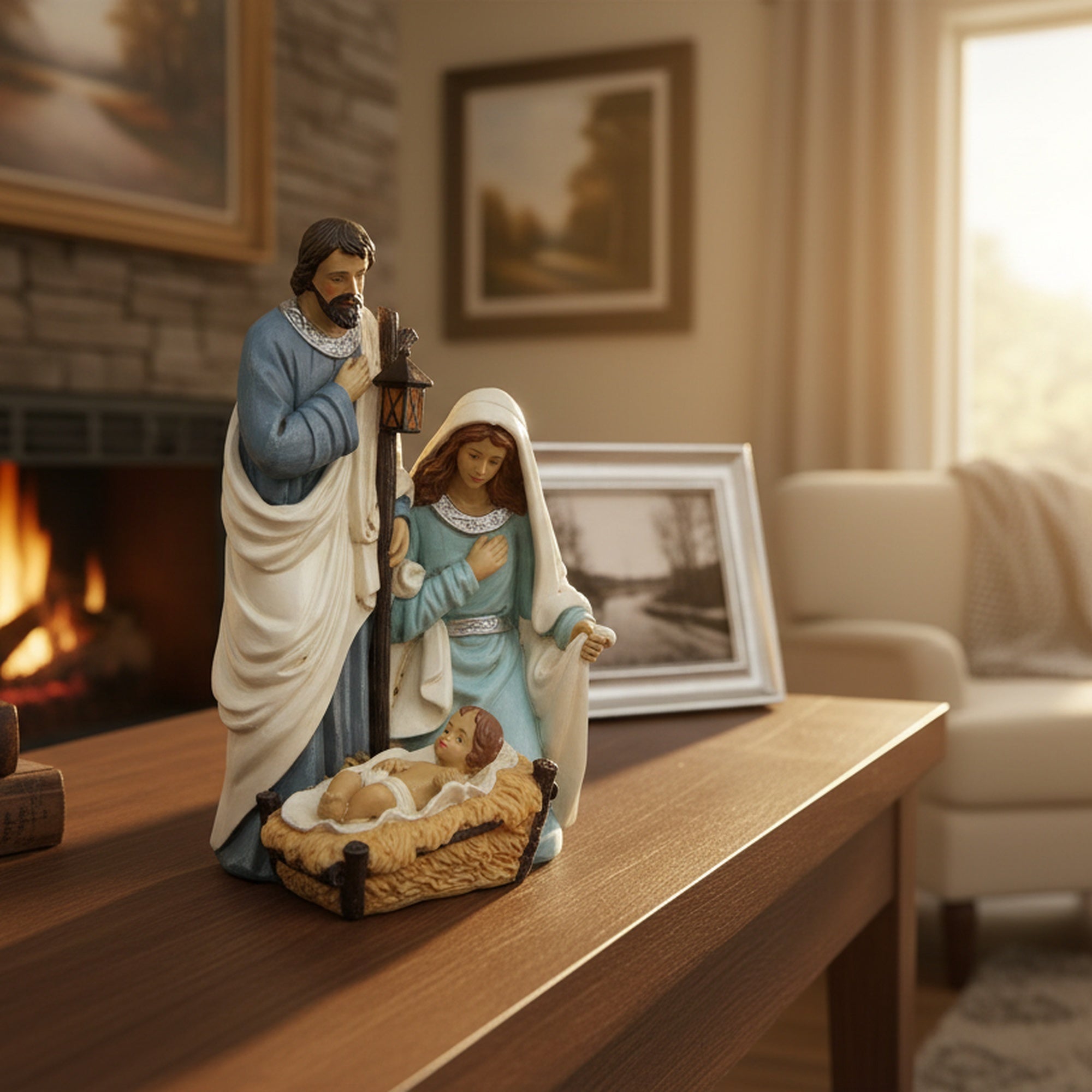 Polyresin Holy Family, Christmas, Figurine, Holiday Decor