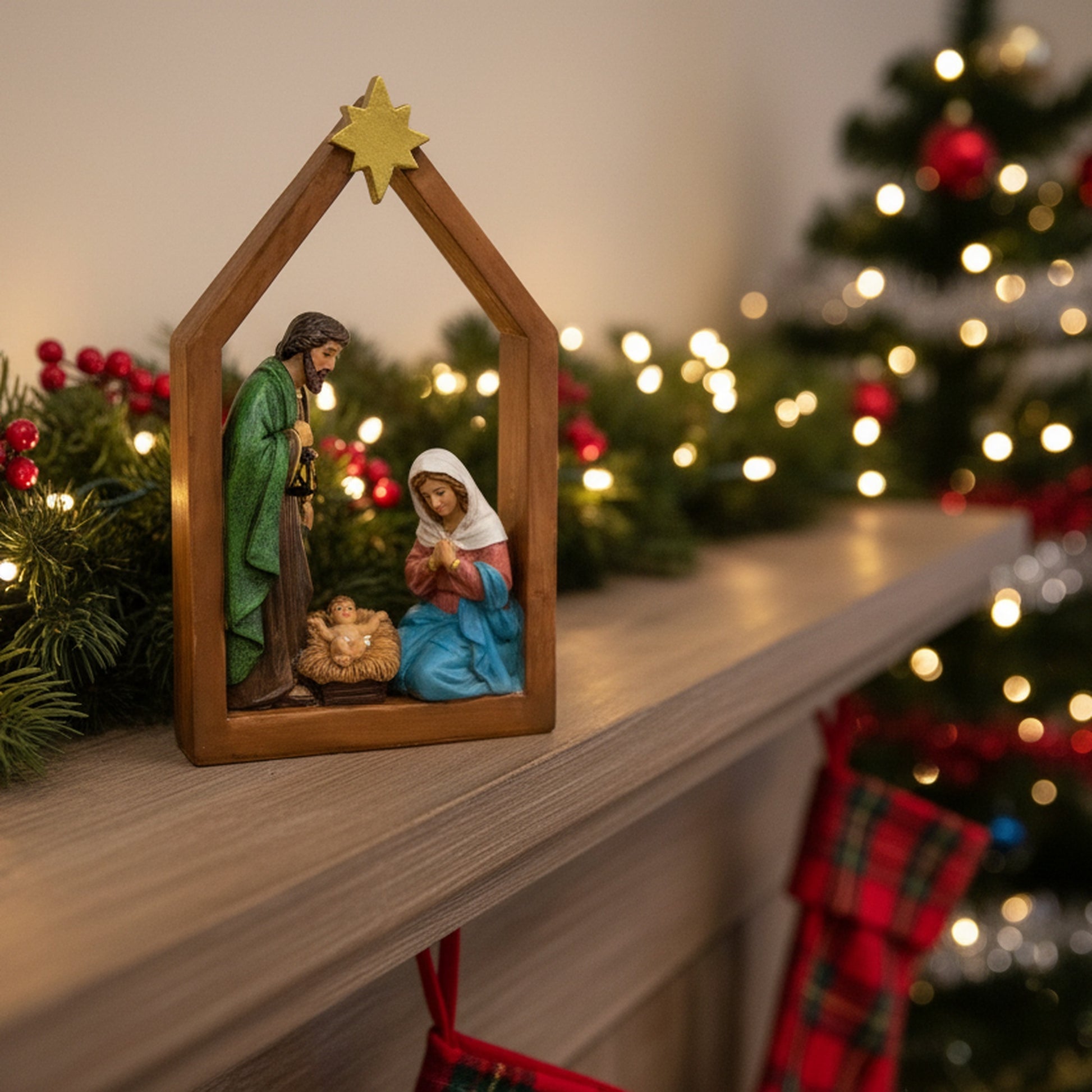 Polyresin Holy Family, Christmas, Figurine, Holiday Decor