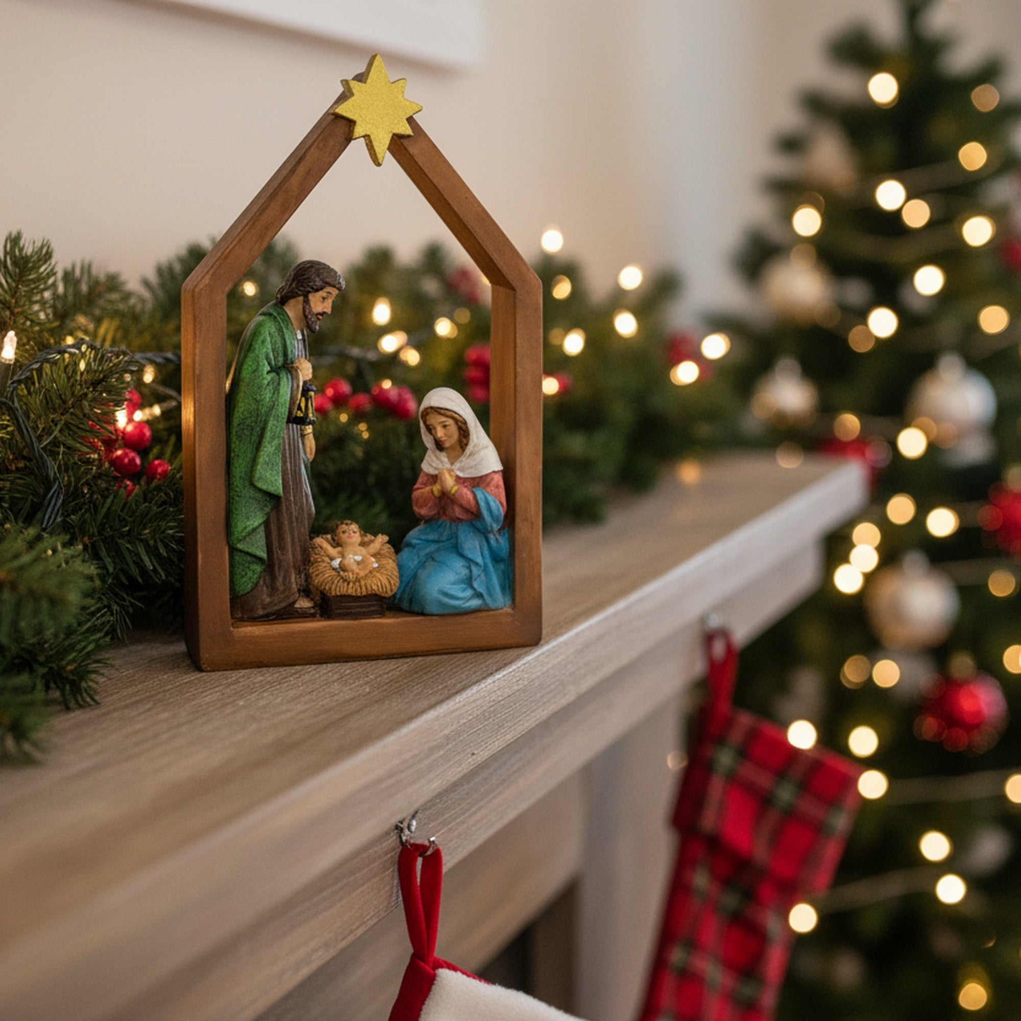 Polyresin Holy Family, Christmas, Figurine, Holiday Decor