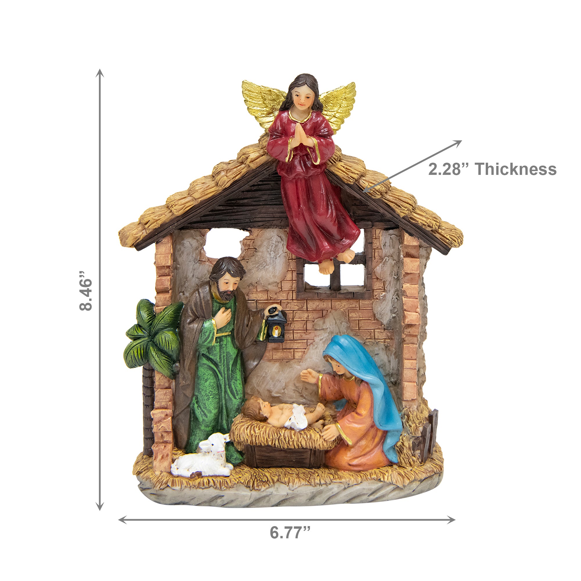 Polyresin Holy Family with Angel, Christmas, Figurine, Holiday Decor