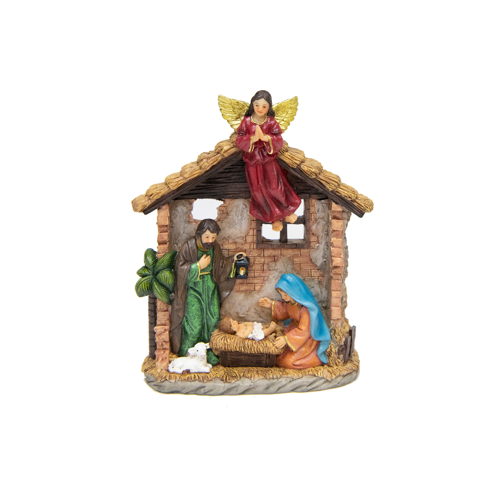 Polyresin Holy Family with Angel, Christmas, Figurine, Holiday Decor