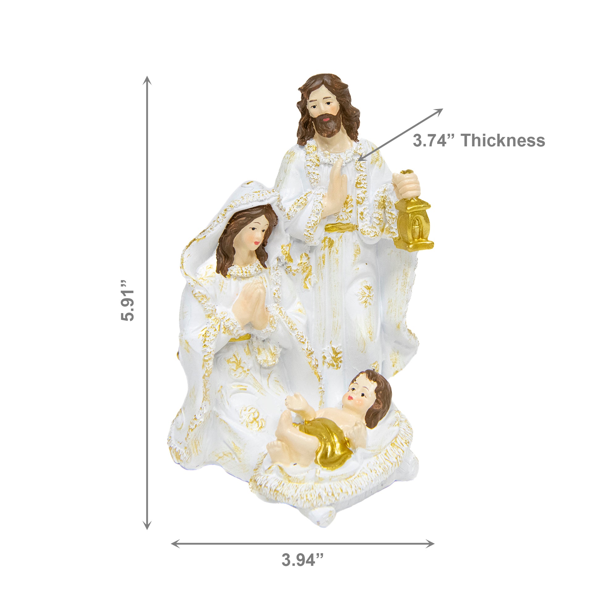 Polyresin Holy Family, Christmas, Figurine, Holiday Decor - Set of 2