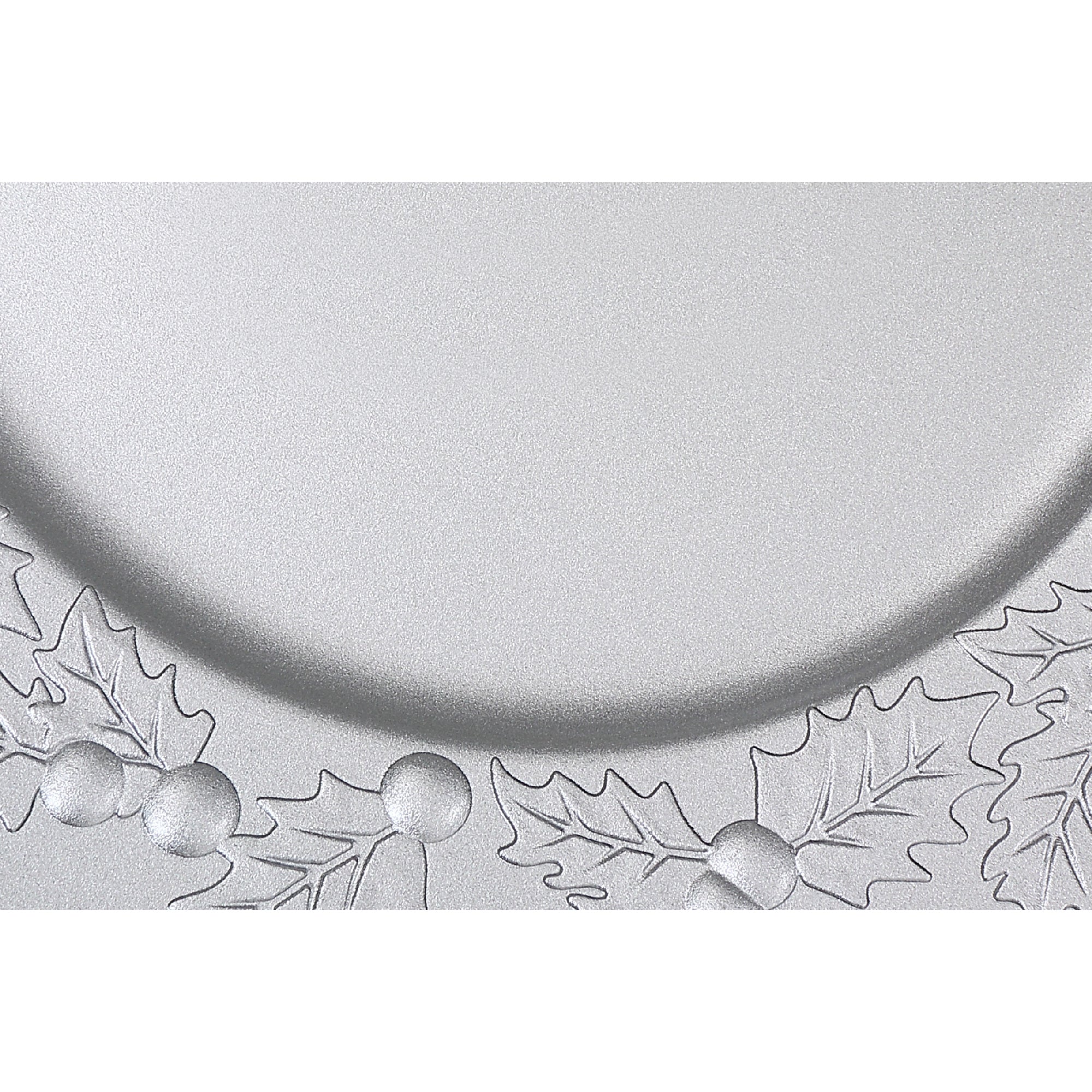 13 Inch Charger Plate Hollyberries Silver Decorative Dining Charger - Set of 6