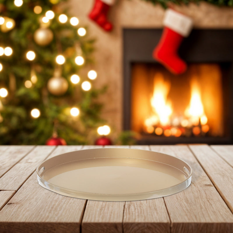 Round Serving Tray With Handle (Gold)