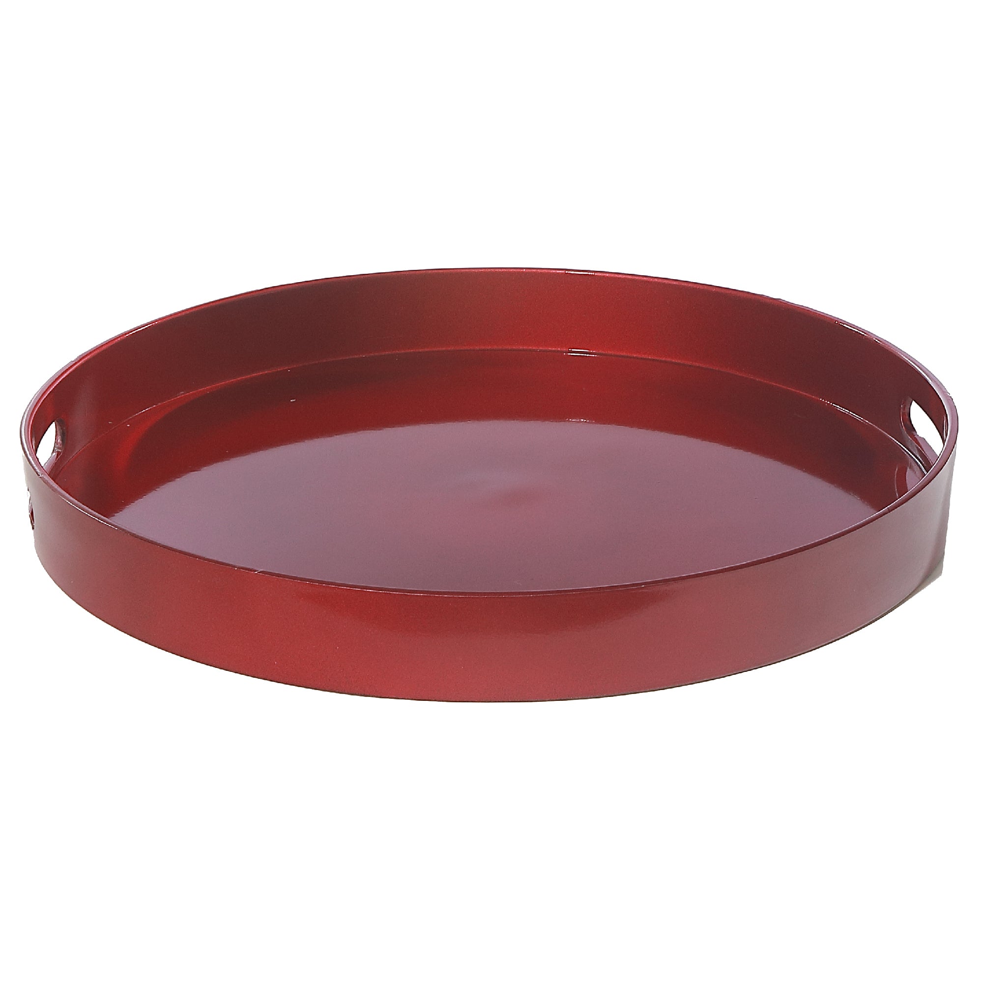 Round Red Serving Tray with Handle – Christmas Party, Holiday Entertaining, Festive Tableware, Seasonal Decor